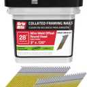 Grip Rite Prime Guard GRW10RHGH1 28 degree Wire Weld Offset Round Head Exterior Galvanized Collated Framing Nails, 3" x 0.120"