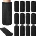 16 PCs Furniture Leg Socks - High Elastic Knitted Chair Leg Floor Protectors, Black Thickening Chair Leg Covers Set, Move Easily and Reduce Noise