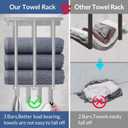 Bathroom Towel Rack with 4 Hooks - Wall Mount Towel Holder for Bathroom with Metal Shelf, Ideal Bathroom Storage Organizer and Decor Grey