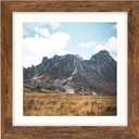 Brown 10x10 Picture Frame with Mat for 8x8 Display, Rustic Desk Wall Photo Frame for Horizontal and Vertical, 1 Pack