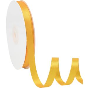 Double Face Yellow Satin Ribbon 1/4 Inch X 50 Yards Polyester Yellow Ribbons for Gift Wrapping Fabric Ribbon for Crafts Flower Bouquet Sewing Arts Wedding Party Decoration