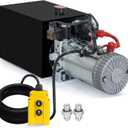 DC HOUSE Electric Hydraulic Pump Unit Metal Reservoir for Dump Trailer (Double Acting 10 Quart)