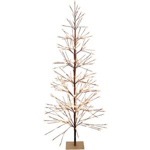 Alpine Corporation 71" Tall Flocked Artificial Brown Christmas Tree with 296 Warm White LED Lights, Indoor/Outdoor Holiday Decoration