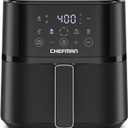 Chefman Air Fryer  4 QT Compact Airfryer for Quick & Easy Meals in Minutes, Features Hi-Fry Technology for Extra Crisp, Touchscreen Controls with 4 Presets, Nonstick & Dishwasher Safe Basket - Black (4 Quart)