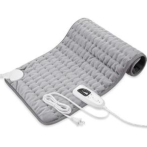Deepsoon Heating Pad,Electric Heating Pads for Back,Neck,Moist Heating Pad for Abdomen Shoulder Knee Legs,Dry/Moist Heat&Auto Shut Off,Mother's Day Birthday for Men and Women,Silver,24x12 Inch