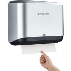 Trifold Hand Towel Dispenser for Bathroom - C Fold Paper Towel Dispenser Wall Mount with No-Hole Adhesive Installation, Compact 200 Sheets Large Capacity for Home, Apartment & RV (M3-5859-sliver)