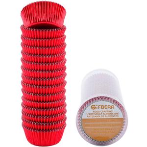 Gifbera Mini Foil Muffin Cupcake Liners Red Wrappers for Christmas Wedding Party, 300-Count