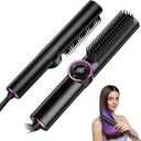 JolinKoin Hair Straightener Brush for Women: Negative Ionic 3-in-1 Curling & Straightening Brush, Ceramic Hot Comb with 15 Temps for Hair Styling
