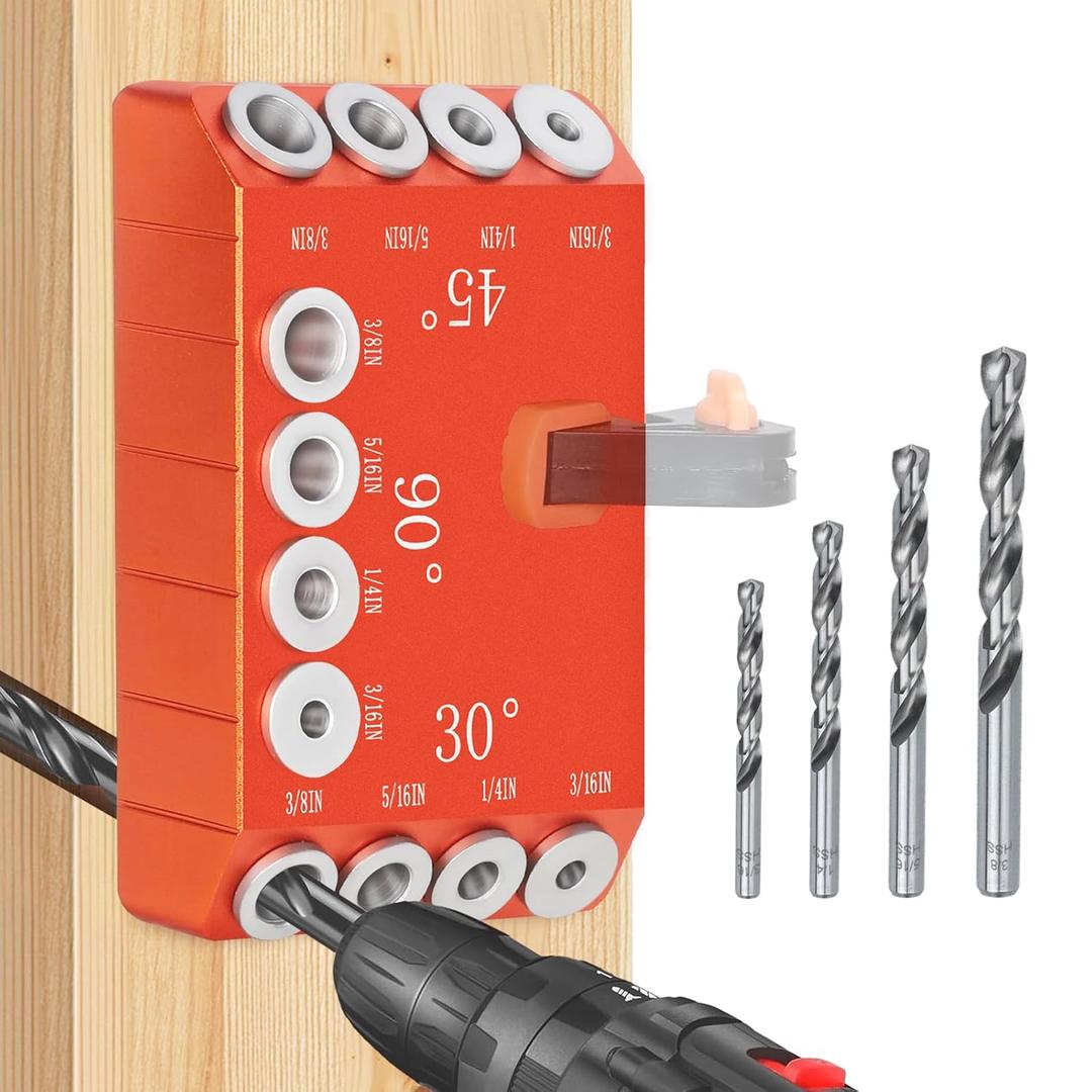 Steel DN Mate Aluminum Drill Guide, 30 45 90 Degree Angle 4 Sizes for Cable Railing Lag Screw Wood Post, Drill Hole Guide Jig for Angled/Straight Holes for Deck Cable Stair Handrail DG12