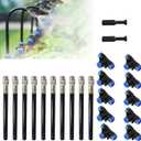 T TOVIA 10 Pcs Brass Misting Nozzles Tee with 8 inch Built in Hose 360Adjustable Water Mister Nozzles Thread Sprayer 0.043" for Patio Outdoor Cooling