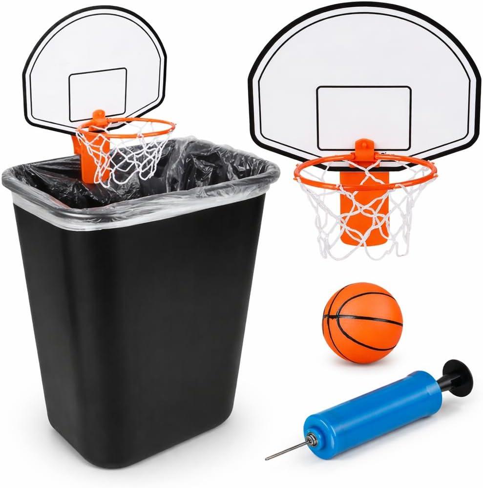 ArtCreativity Mini Basketball Hoop Can Set, Includes Clip-On Hoop with Backboard, Inflatable Ball and Pump, Fun Basketball Stocking Stuffers for Kids, Office Toys for Adults, Classroom Games