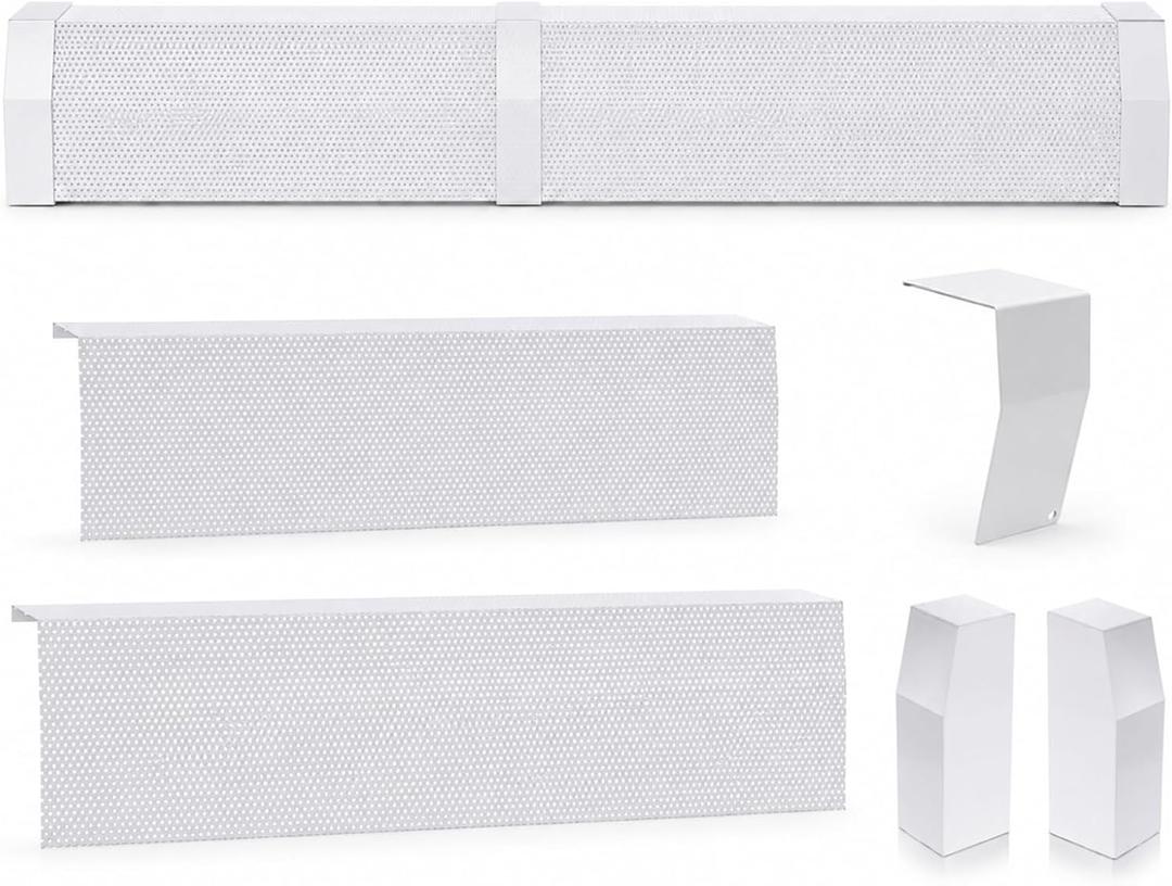 Upgraded Baseboard Heater Cover, Premium Series Compatible, 24-Gauge Galvanized Steel Slip-On with Left/Right Endcaps, Thickened Bending Design for Old Cover Replacement (white, 5FT)