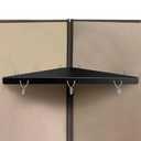 FEYRUN Metal Cubicle Corner Shelf with 3 Hooks for Office Fabric Walls, Hanging Organizer Shelves for Keys and Office Supplies, Space Saving Black Storage Shelf (1 Pack)