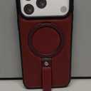 for iPhone 17 Pro Max Case Leather | iPhone 17 Pro Max Leather Case with Stand | Compatible with MagSafe with Magnetic Ring Grip Holder (Burgundy, IP17 Pro Max-6.9inch)