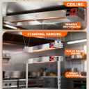 PYY Food Warmer Lamp - 1450W Commercial Food Heat Lamp with Stainless Steel Stand and Hanging Chain, Heat Lamps for Food Buffet, Restaurant, Catering and Hotel Kitchen, Silver