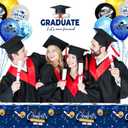 3 Pcs Graduation Pattern Tablecloth, Graduation Tablecovers Congrats Grad Rectangle Disposable Plastic Tablecloth for Kitchen Dining Picnic Tabletop Decoration, 54 x 87 Inch