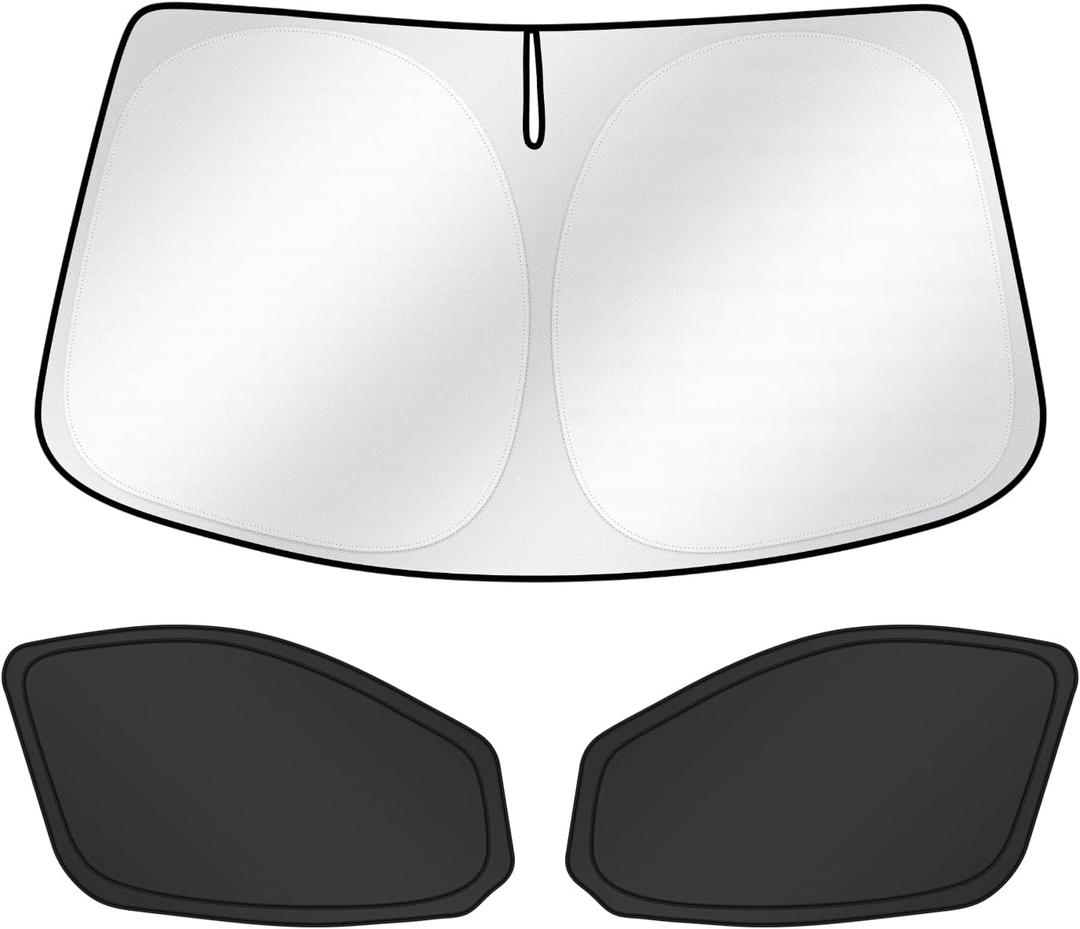 T TGBROS Sun Shade for Ford Transit 2015-2025 Windshield Front Side Window Sun Shade Car Window Shades Privacy for Transit Van Mid/High Roof Accessories Foldable Black Out Window Cover 3PCS