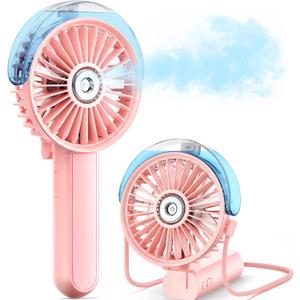 SWEETFULL Misting Fan Portable - 180 Foldable Handheld Personal Fan with Mist Spray, 3 Speeds, 30ml Water Tank, USB Rechargeable for Travel, Outdoors, Makeup, Camping, Home, and Office Use