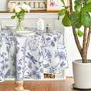 Horaldaily Spring Tablecloth 6060 Inch Round, Dragonfly Wildflowers Floral Herbs Washable Table Cover for Party Picnic Dinner Decor