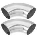 uxcell 2pcs OD 1.75 Inch 90 Degree SS304 Stainless Steel Bend Tube Exhaust Elbow Pipe for Car Modified Exhaust System 0.06" Wall Thickness Piping Silver Tone