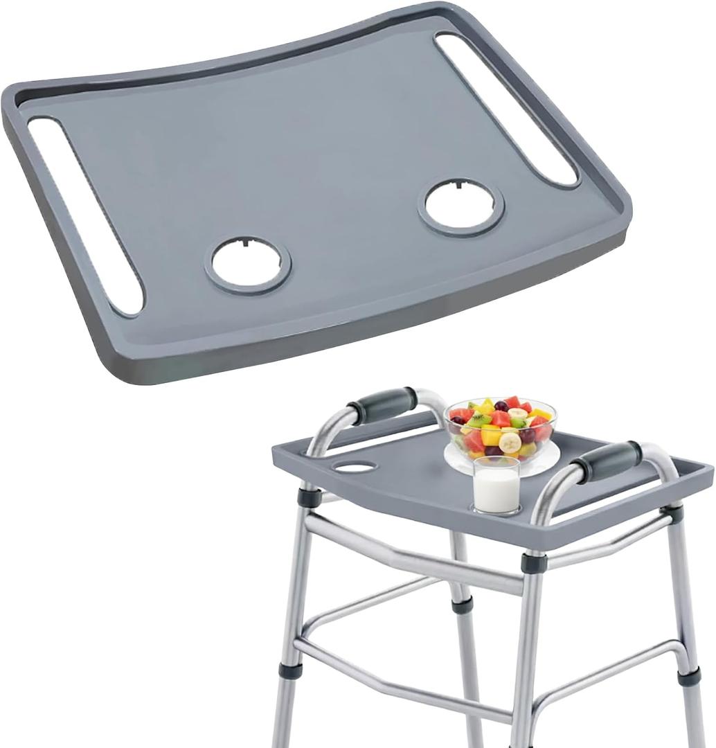 Walker Tray for Elderly Disabled, Folding Rollator Desk Lap Board Eating Aid, Easy Install, Fits for 16"-19" Handle Distance