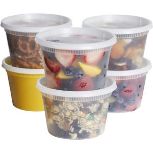GUSTO [48 Sets 16 oz. Plastic Deli Disposable Food Storage Containers With Airtight Lids (Formerly Comfy Package)