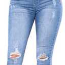LONGBIDA Skinny Ripped Jeans Denim Jumpsuit Overalls For Women (Large, Light Blue)