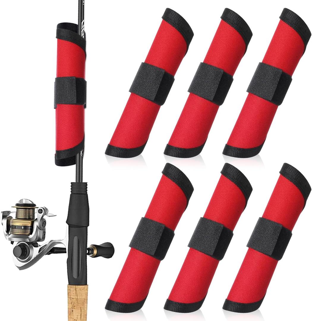 6 Pcs Lure Wraps, 5.9 Inch Fishing Lure Wraps, Bait Gloves Lures Shield for Fishing Rod, Fish Hook Storage Protectors, Pole Sleeve Guard for Protecting Fishermen(Red)