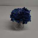 Rose Silk Flower Arrangement Artificial Vivid Rose in Glass Vase with LED Light Elegant Centerpiece for Home Wedding Bathroom Table Shelf Decoration (Navy Blue)
