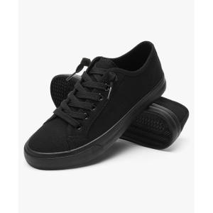 Women Canvas Sneaker Slip On Non Slip Casual Shoes Lace Up Canvas Low Top White Shoes Loafers for Women Fashion Black Sneaker, Size 7,5