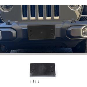 Voodonala for Jeep JL Front License Plate Mounting Bracket Frame for 2018-2025+ Jeep Wrangler JL JLU & Gladiator JT Number Plate Holder Registration Plate Frame Exterior Accessories, ABS Black