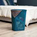 Mind Reader 60L Slim Laundry Hamper, Clothes Basket, Lid, Ventilated, Plastic, Set of 2, Blue, 2-Pack
