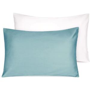 Soft Organic Cotton Toddler Pillowcases 14 X 20 Inches, Fit 13 X 18, 14 X 19 Pillows, Smooth Pearl Cotton Baby Pillowcases with Envelope Closure, Sterling Blue and Ivory, Set of 2