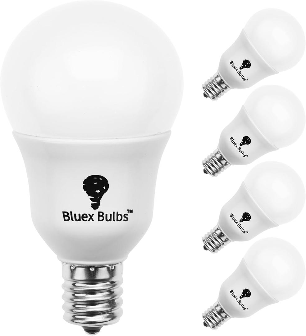 4 Pack BlueX G14 LED Bulb 4 Pack  E17 Intermediate Base, 6W (60W Equivalent), 600 Lumens, Non-Dimmable 120V Small Globe LED Bulb for Kitchen, Pendant Fixtures, Dinning Room (5000K - Daylight)
