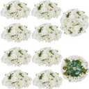 BLOSMON Wedding Flower Centerpieces for Tables: 10 Pcs 15.7" Large White Rose Hydrangea Artificial Flowers Ball Decorations - Faux Silk Floral Bouquet Arrangement for Home Party Event Decor
