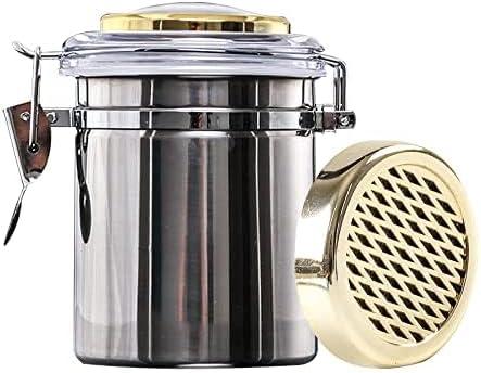 Stainless Steel Humidor Jar with Humidifier, 7 inch Height, Storage Container for Cigars, Coffee, Tea, 1200ML
