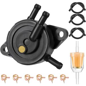 Fuel Pump Compatible with Kohler Briggs and Stratton Mikuni, Premium Fuel Pump for Lawn Mower Cub Cadet Golf Cart Club Car Fit John Deere Kawasaki Yamaha 808492 808656 with Filter and Oil Hose