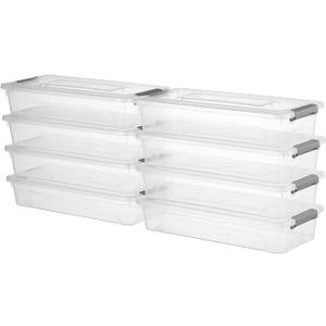 novelinks Clear Stackable Storage Bins with lid Storage Boxes Durable Plastic Organizer Containers for Home Office, Kitchen, Craft Supplies (4 Quart 8 Pack)