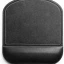 Black Office Square Leather Mouse Pad with Wrist Rest Non-Slip Design, Business Style Gaming PU Mousepad for Learners, Workers &Computer Users.