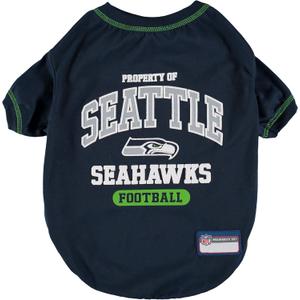 NFL Seattle Seahawks Dog T-shirt Large. - Licensed Shirt for Pets Team Colored with Team Logos- Premium Stretchable Materials for the comfort of your Dog & Cat, Large, Seattle Seahawks