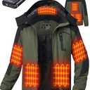 GOTOBI Heated Jackets for Men with 12V 18400mAh Battery Pack, Heated Coat with 8 Heated Zones, Winter Waterproof Ski Jacket, L