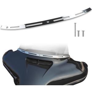Windshield Trim for Street Glide 14-23, Chrome Polished Slotted Batwing Trim Windscreen Trim for Harley Tri Glide Street Glide Electra Glide Ultra Classic CVO 2014-2023 Accessories (23 inch)