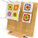 13" Crochet Blocking Board-Granny Square Blocking Board with 15 Stainless Steel Pegs, Crochet Blocking Board with Pegs, Bamboo Blocking Boards for Crochet Projects, Knitting Blocking Mats
