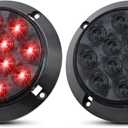 Meerkatt (Pack of 2) 4 Inch Smoked Lens Red LED Round Clearance Tail Lights Sealed Surface Mount Trailer Truck Tractor Pickup Car 12V DC GK12