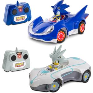 NKOK 1/28 Scale 2.4GHz RC Sonic 2PK RC Sonic & Silver; Officially Licensed; Full Function Radio Control; Detailed 6.5 Vehicle and Character; Grippy Tires; Adjustable Front Wheels