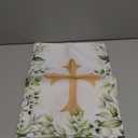 Pudodo Baptism Table Runner God Blessed First Communion Christian Cross Baby Shower Party Kitchen Dining Home Decoration (13" x 72", Green)