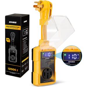 Kohree RV Surge Protector 50 Amp with High/Low Voltage Protection, Auto Shut Off, 12000 Joules 50 Amp RV Surge Protector Waterproof, All-in-1 Circuit Analyzer w/LED Display for RV Camper, Yellow