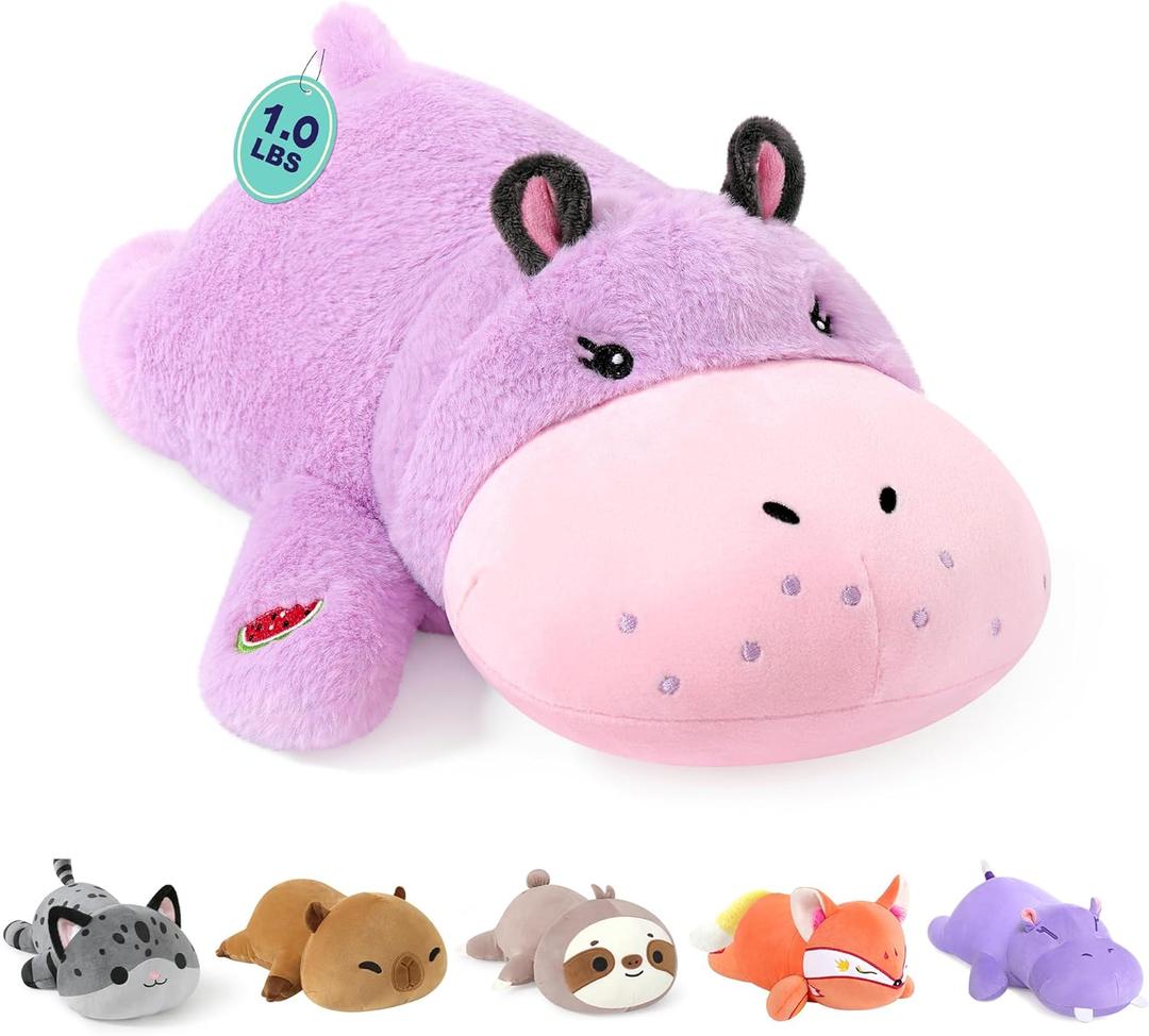 Onsoyours Original Weighted Hippo Stuffed Animals, Comfort Hippopotamus Plush Soft Cute Hugging Plushies Toys Gifts for Kids & Adults(9.8", 1.0lbs)