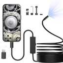 Pemamnov DualLens Endoscope Camera with Light,Borescope with 8 Adjustable LED Lights 1920P HD,16.5ft SemiRigid,IP67Waterproof USB Inspection Camera for iPhone,Gadgets for Men…