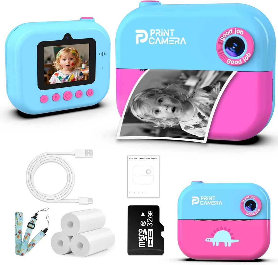 PIRIE Kids Digital Camera, 14MP 1080p HD with 2.4-Inch LED Display, Dual Lens, 16x Optical Zoom, 1500mAh Battery, ABS Material, Ages 4-12, USB Connectivity (Pink)